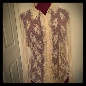 Lace Button Down Top